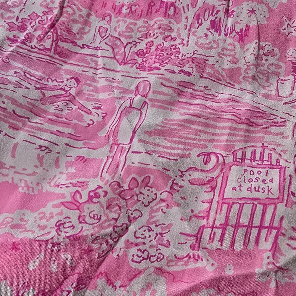 Lilly Pulitzer silk Palm Springs beach nudes swimmers story print dress - Picture 13 of 16